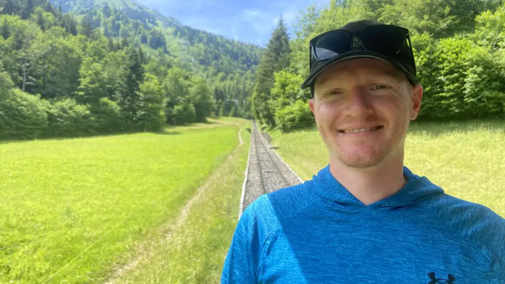 brett riding the stanserhorn funicular