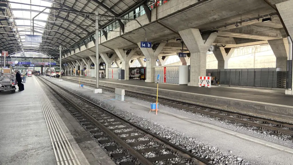 lucerne switzerland train station and platform for the luzern interlaken express panoramic train