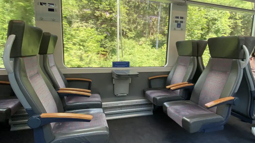 seats on the luzern interlaken express panoramic train