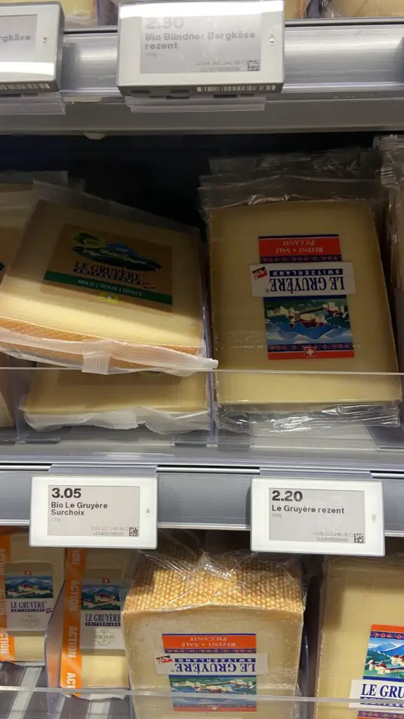 gruyeres cheese from migros switzerland grocery store