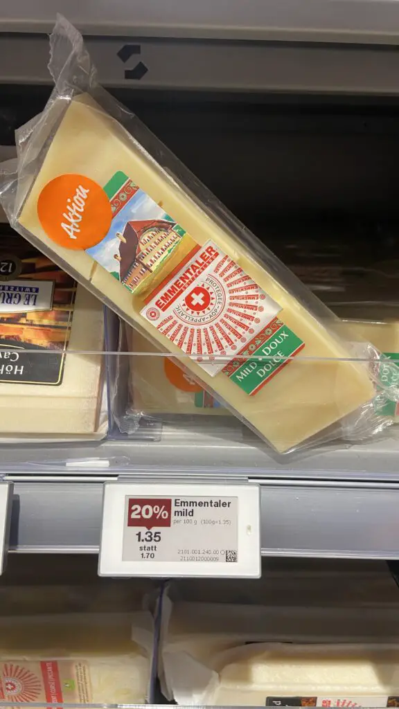 emmental cheese from migros switzerland grocery store