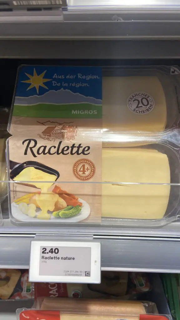 raclette cheese from migros switzerland grocery store