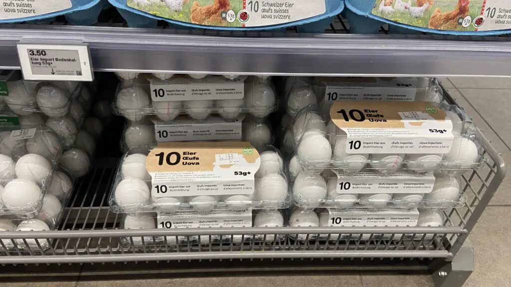 imported eggs from migros swiss grocery store