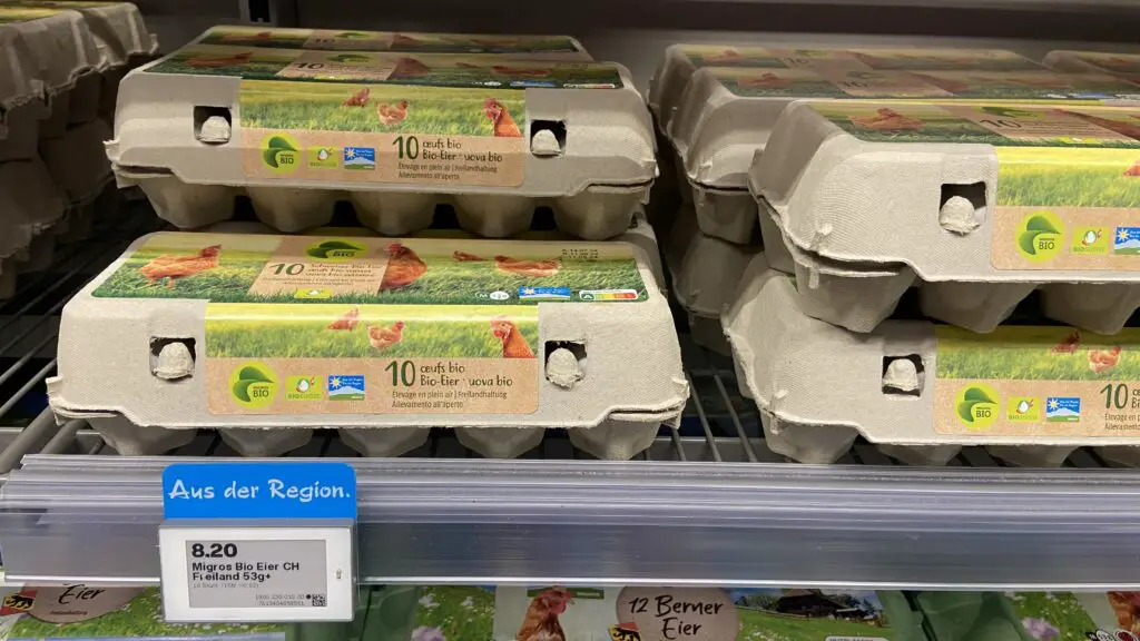 organic swiss eggs from migros swiss grocery store