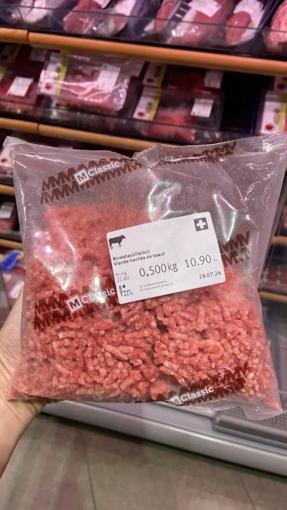 ground beef from migros grocery store in switzerland