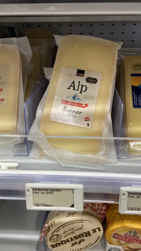 alp cheese from coop switzerland grocery store