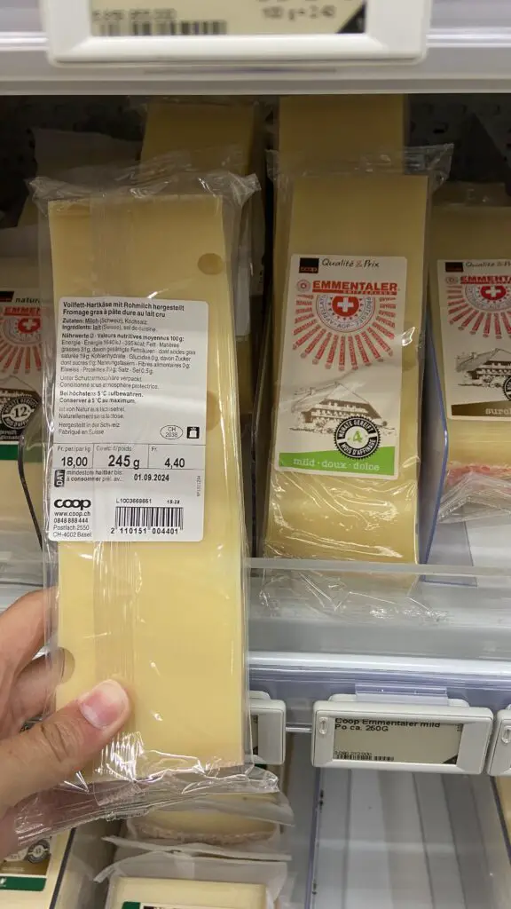 emmental cheese from coop switzerland grocery store