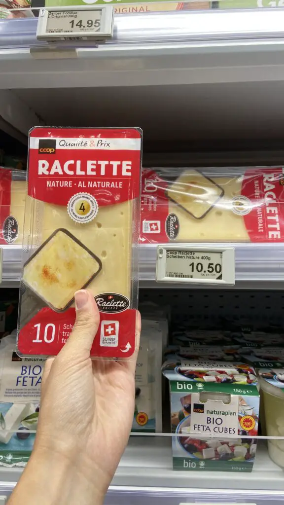 raclette cheese from coop switzerland grocery store