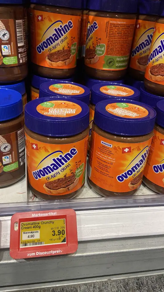 ovalmaltine hazelnut spread from coop grocery store in switzerland