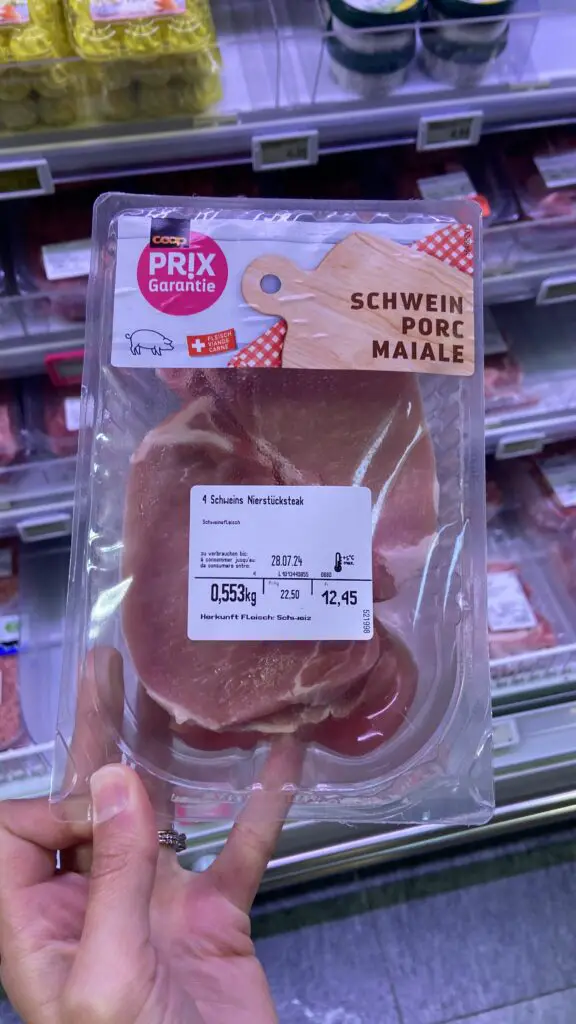 pork chops from coop grocery store in switzerland