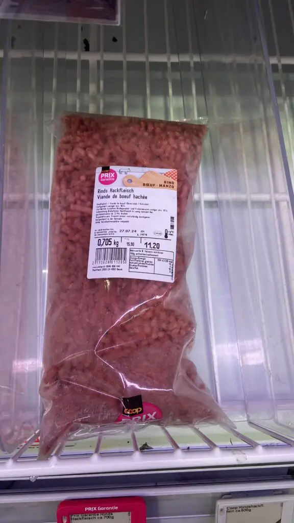 ground beef from coop grocery store in switzerland