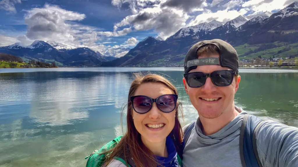 jana and brett at lake sarnen switzerland