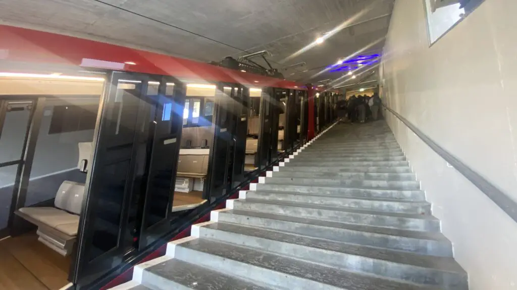 mount pilatus cogwheel train in the upper station