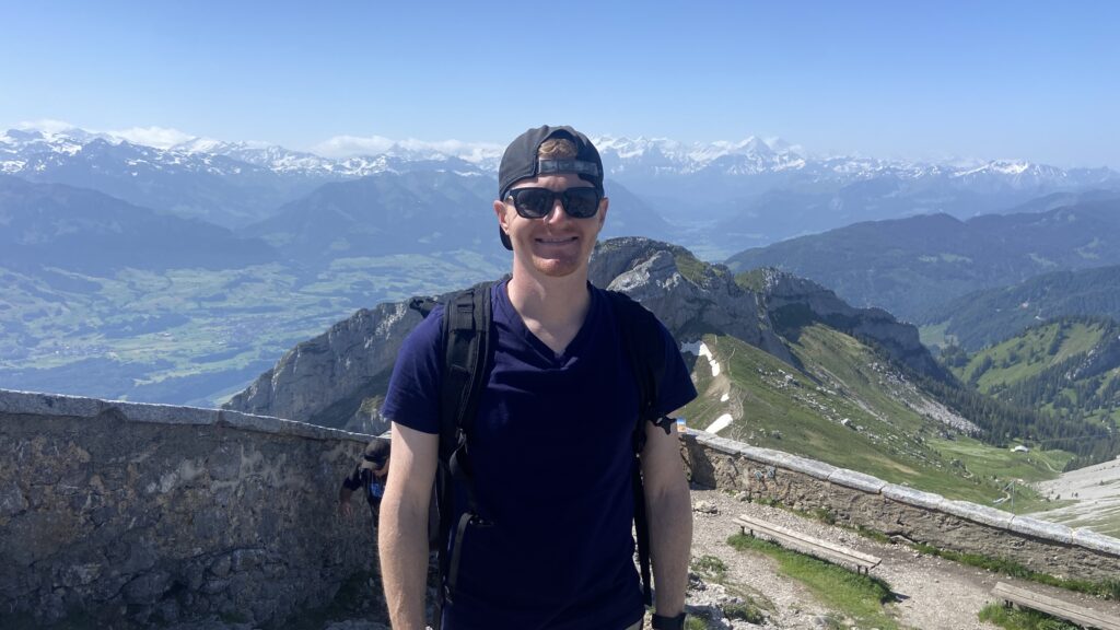 brett from aplins in the alps at mt pilatus esel lookout