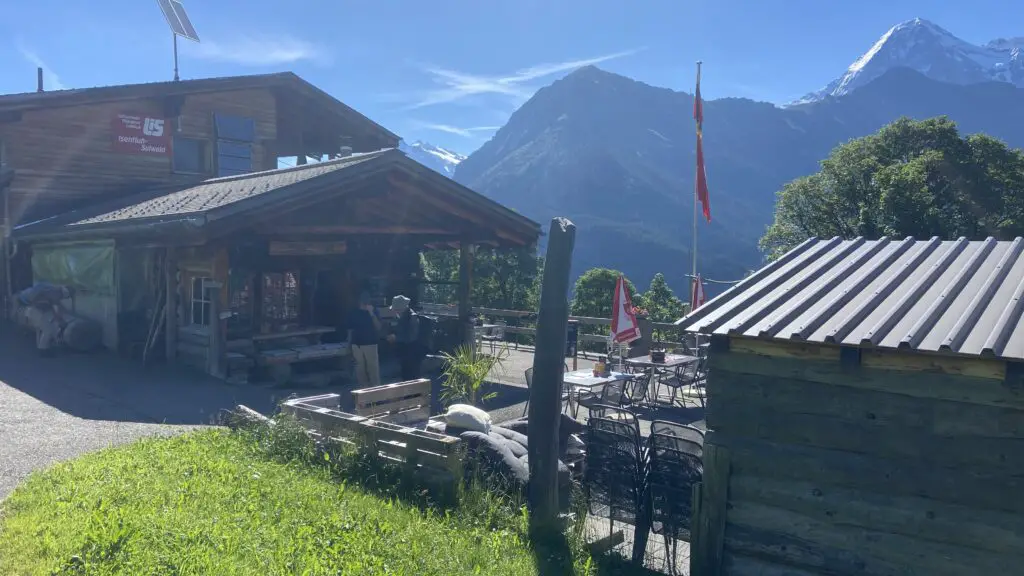 view of Isenfluh Sulwald cable car station and restaurant sulwald stübli