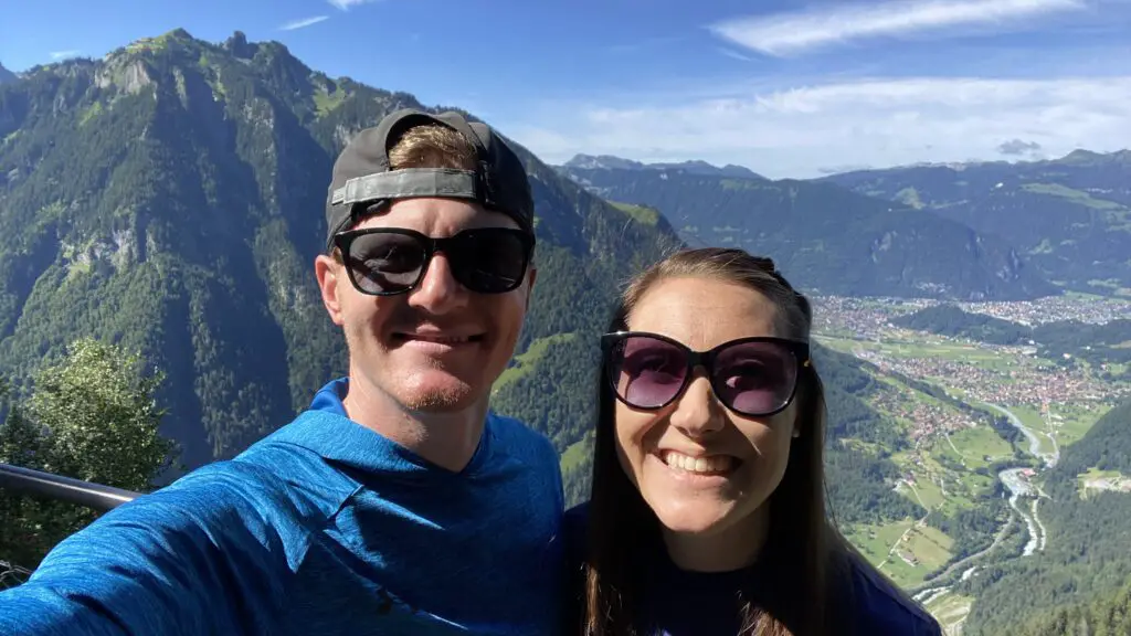 jana and brett at the sulwald viewpoint above wilderswil and interlaken and lauterbrunnen