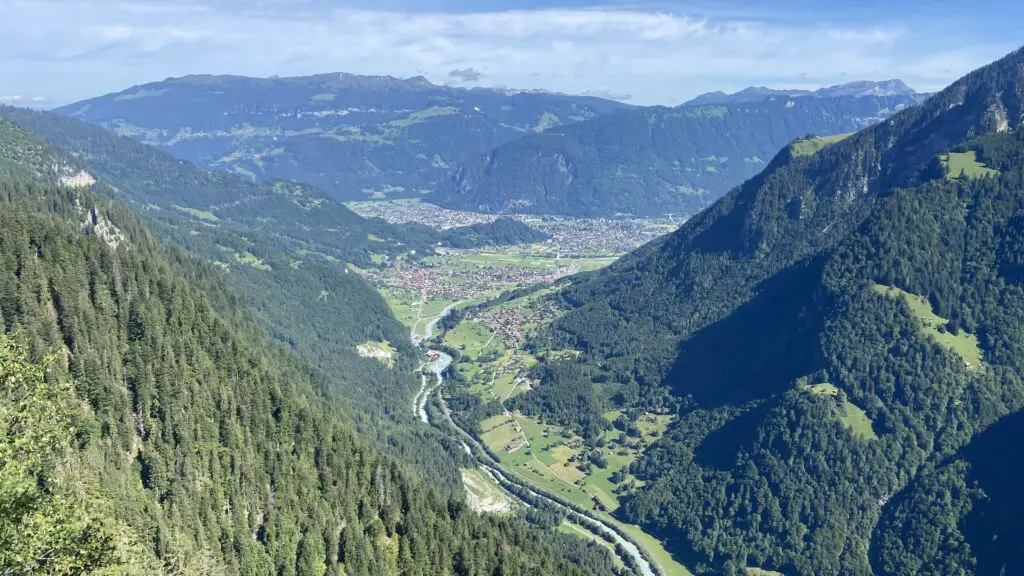 view of wilderswil, interlaken, schynige platte, harder kulm, and niederhorn from sulwald viewpoint