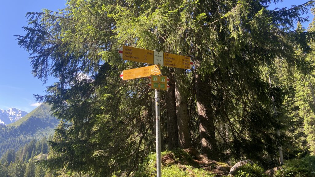 trail signs to grutschalp and murren from sulwald switzerland