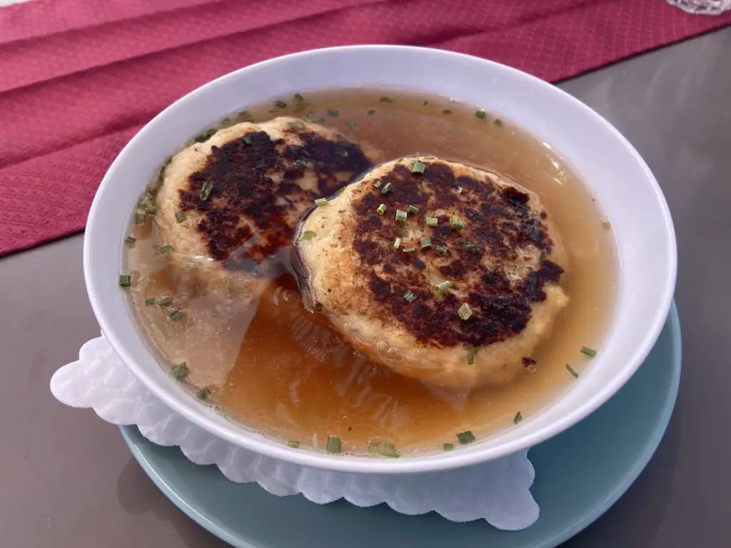 canederli bread dumplings in broth at restaurant sulwald stübli