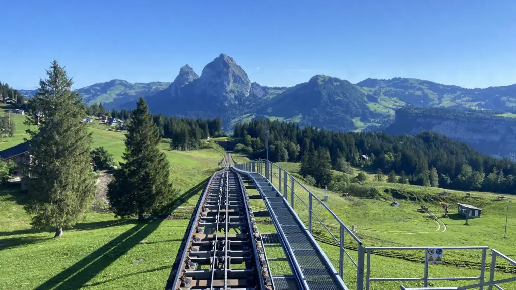 view from the funicular up to stoos switzerland