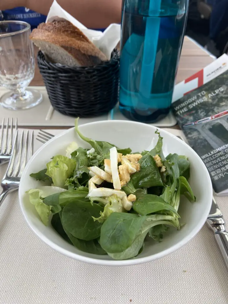 lunch on the glacier express salad course