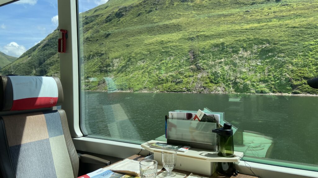 passing a lake on the glacier express