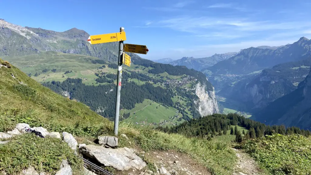 final trail sign 20 mins to tanzbödeli