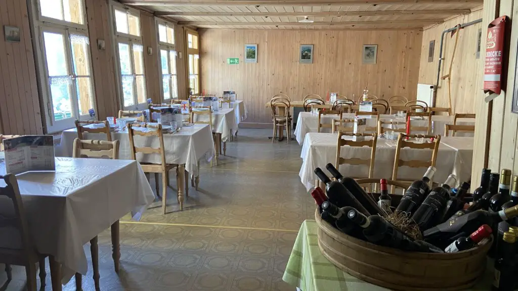 indoor dining room at restaurant hotel obersteinberg switzerland