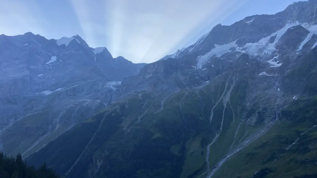 morning light on the swiss alps at hotel obersteinberg switzerland