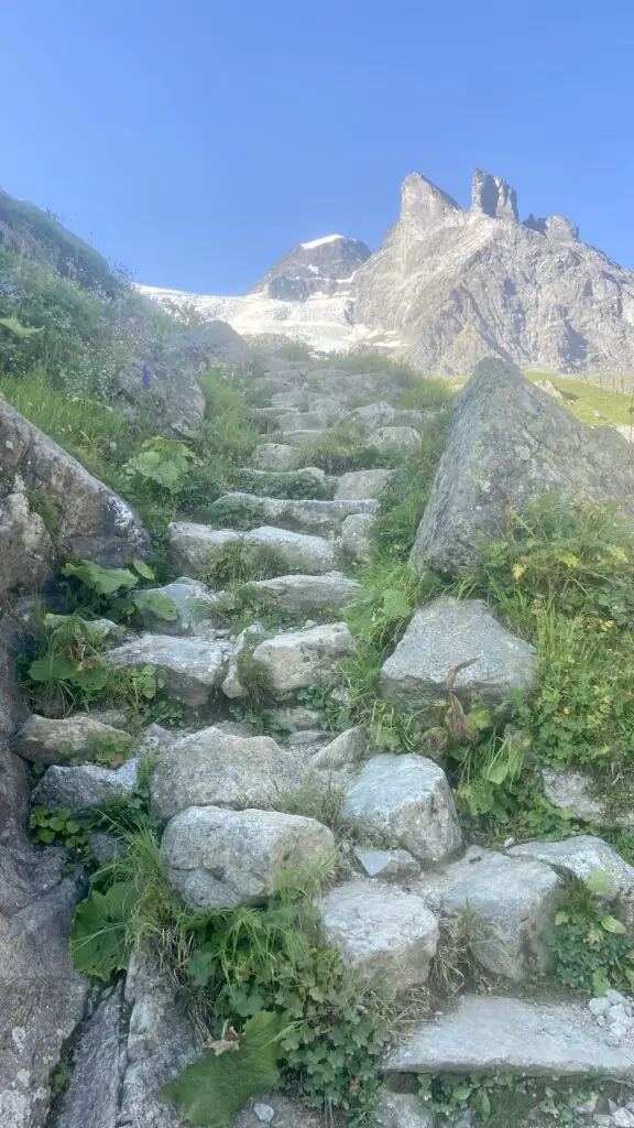 steps and ascent to oberhornsee switzerland