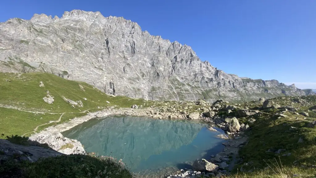 view above oberhornsee switzerland alpine lake in lauterbrunnen