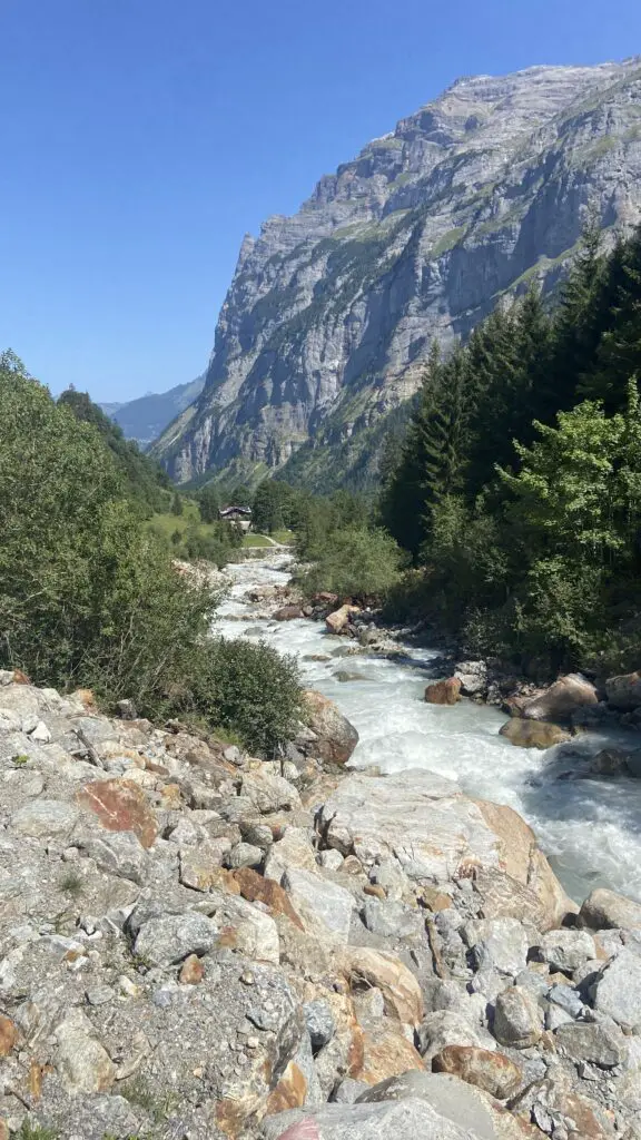 river in lauterbrunnen on the trail from obersteinberg to Trachsellauenen