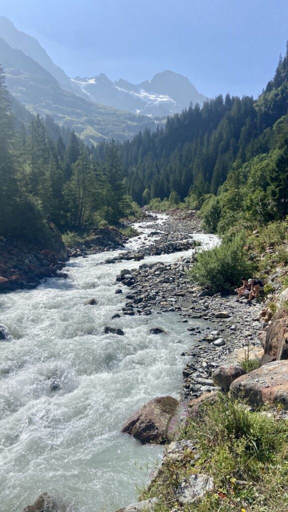 river in lauterbrunnen valley on the trail from obersteinberg to Trachsellauenen