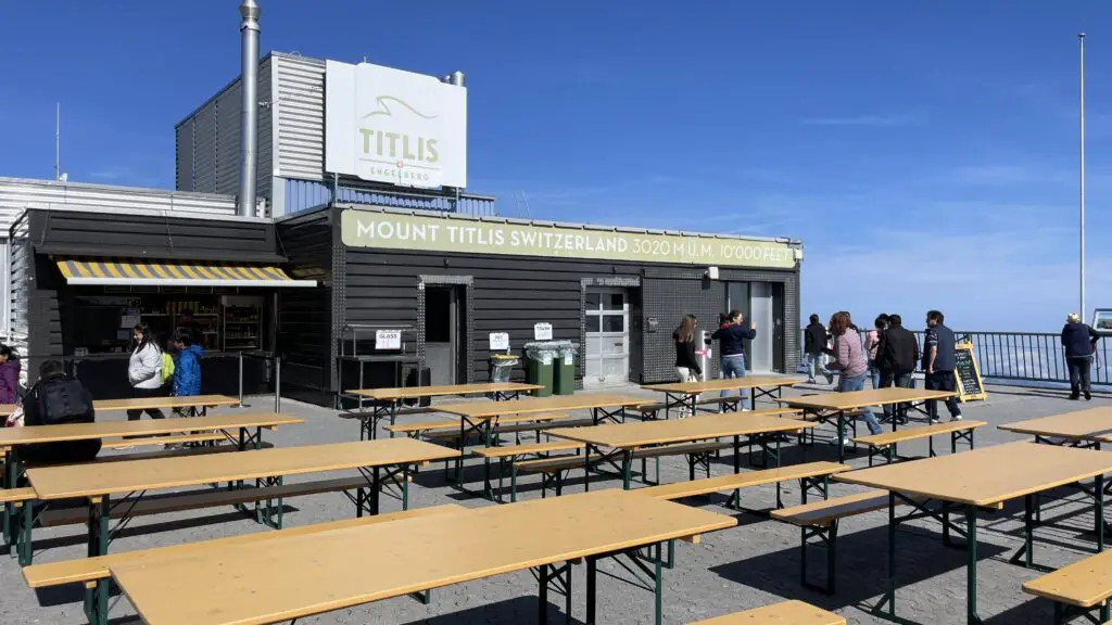 restaurant and terrace at the top of mt titlis switzerland