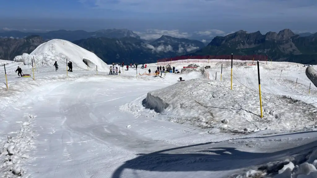 snow tubing field at titlis glacier park