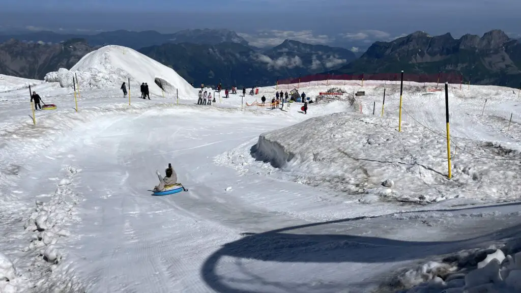 snow tubing at titlis glacier park