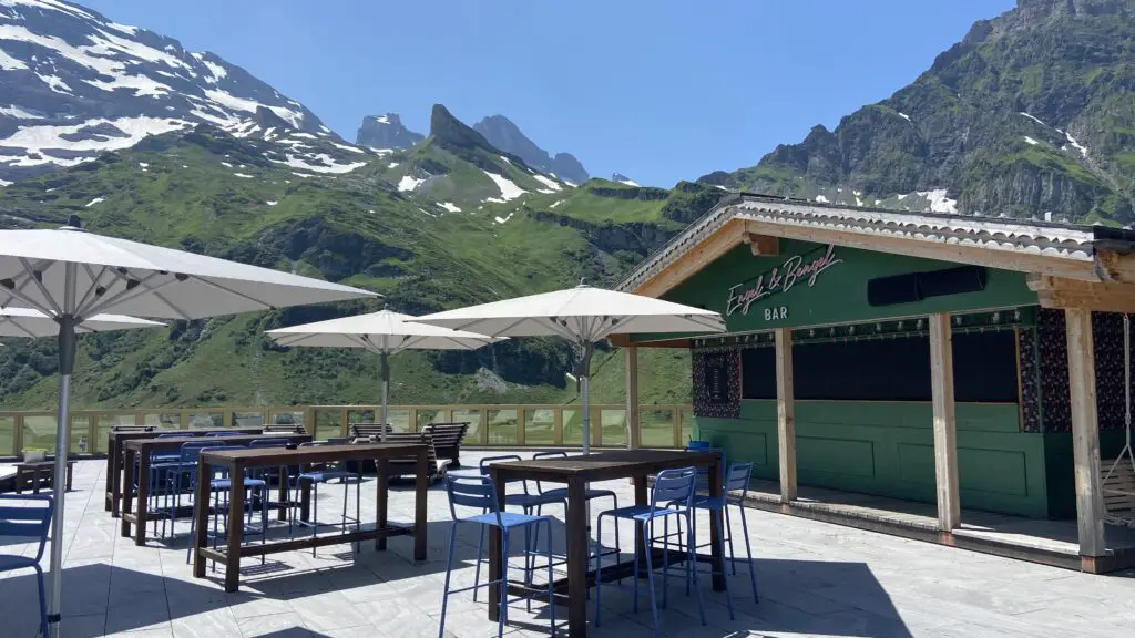 trübsee lodge restaurant dining terrace with a bar