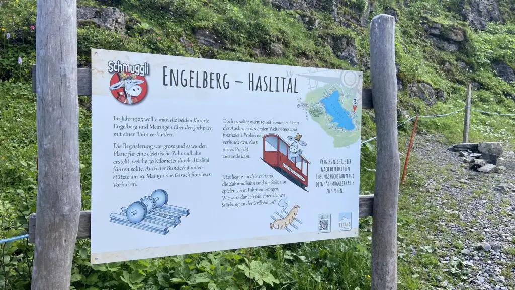 kids trail activity sign at trübsee lake