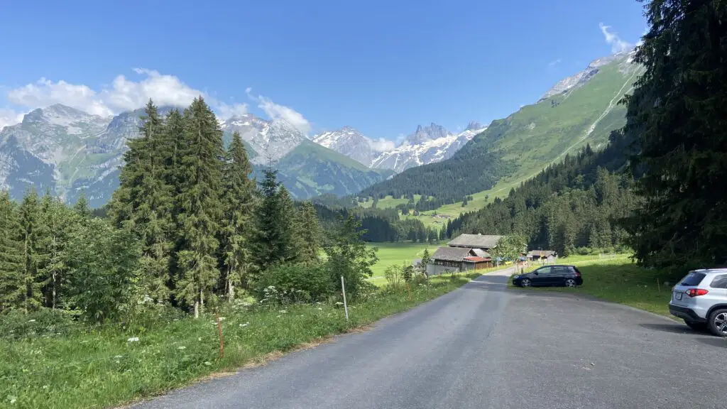 road from untertrübsee cable car station