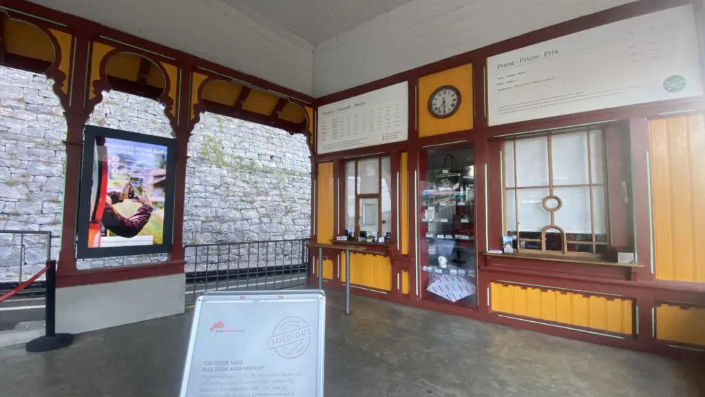 inside the brienzer rothorn station near the ticket office