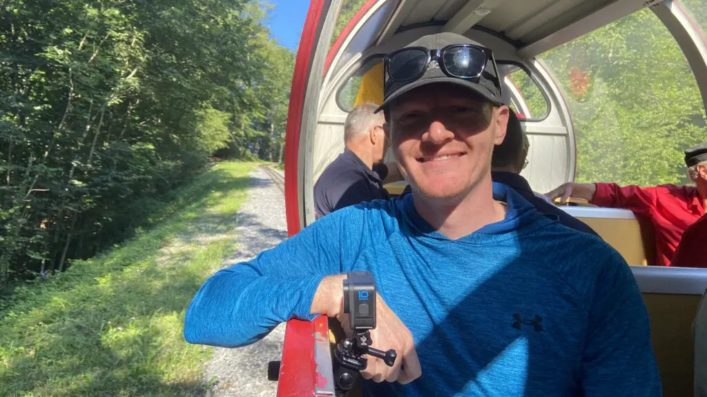 brett from aplins in the alps riding the brienz rothorn steam train