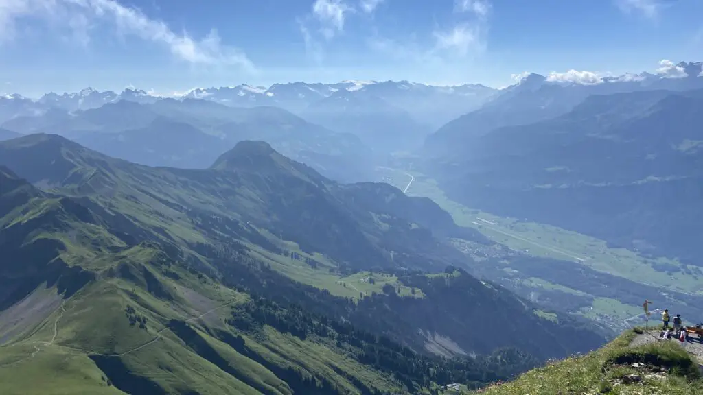 view of the swiss alps from the summit of the brienzer rothorn