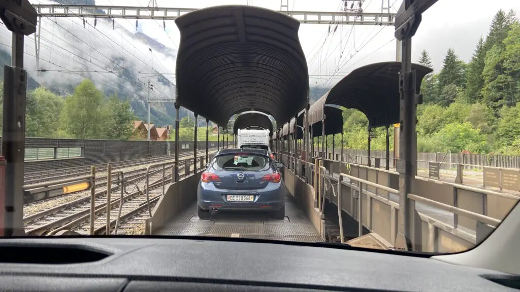 lotschberg car train in Switzerland