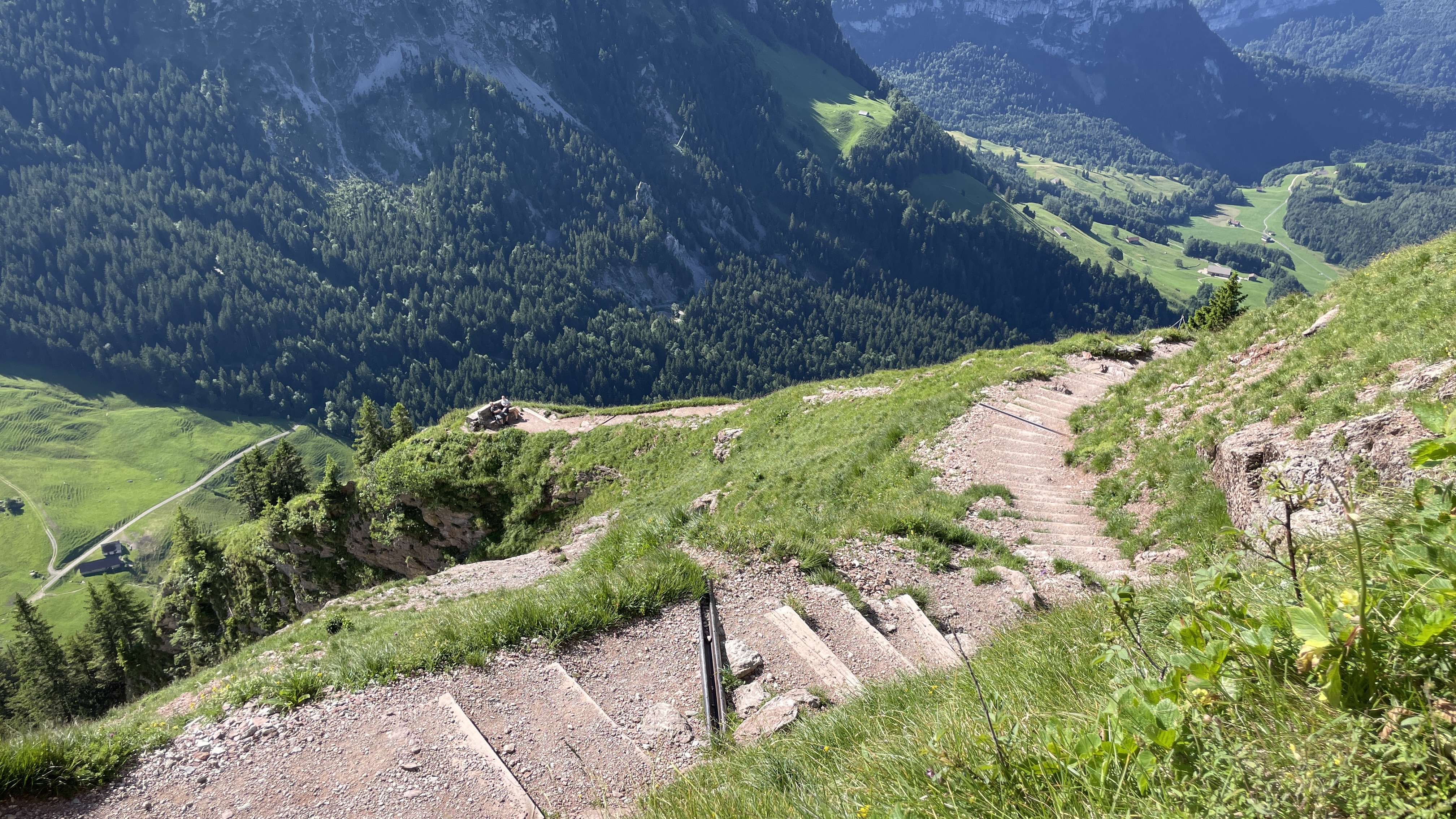 stairs on the hiking trail to grossery mythen in central switzerland