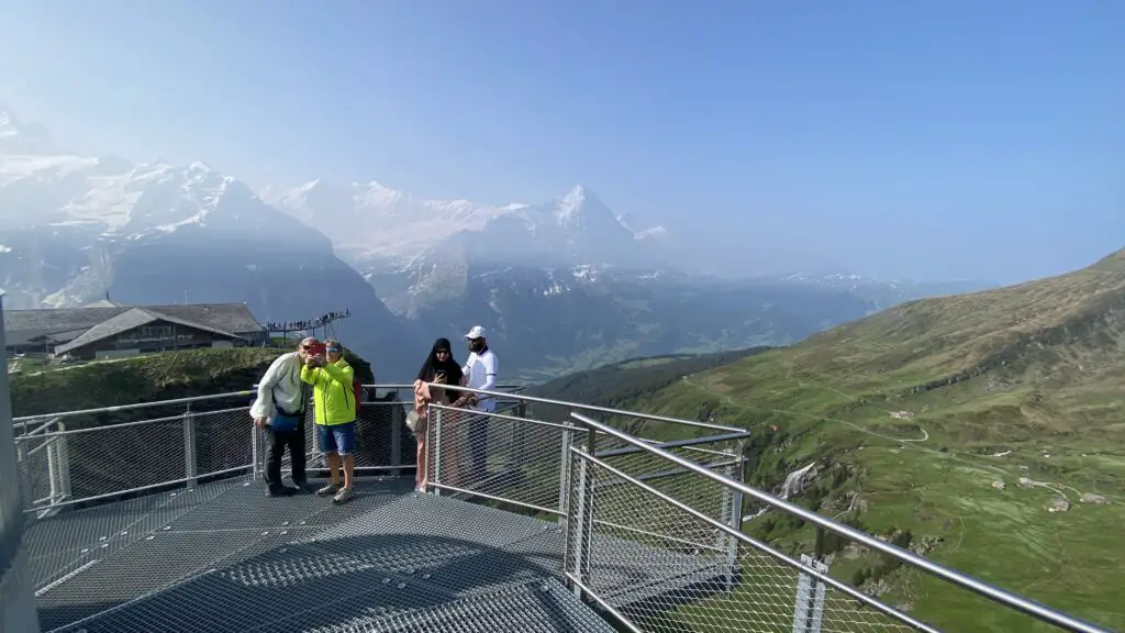 view of grindelwald valley eiger mountain and grindelwald first from grindelwald first viewing platform