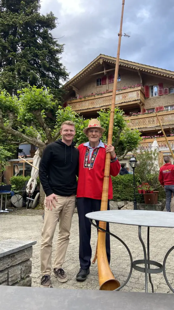 brett with alphorn in switzerland