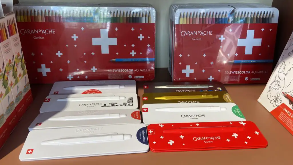 caran d'ache swiss pens and colored pencils
