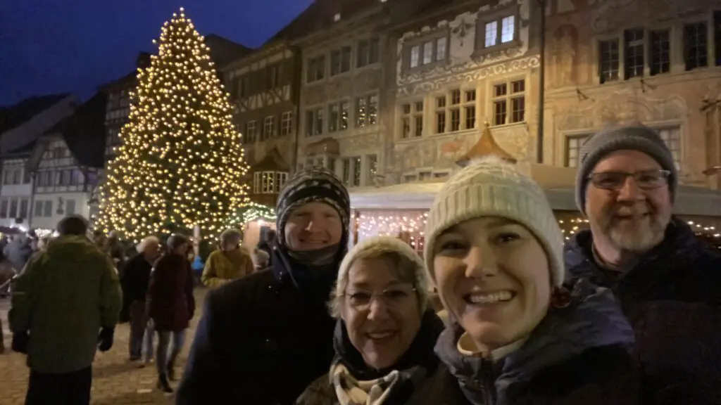 stein am rhein christmas market with aplins in the alps