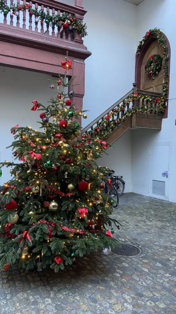 basel switzerland magical courtyards for christmas with christmas tree