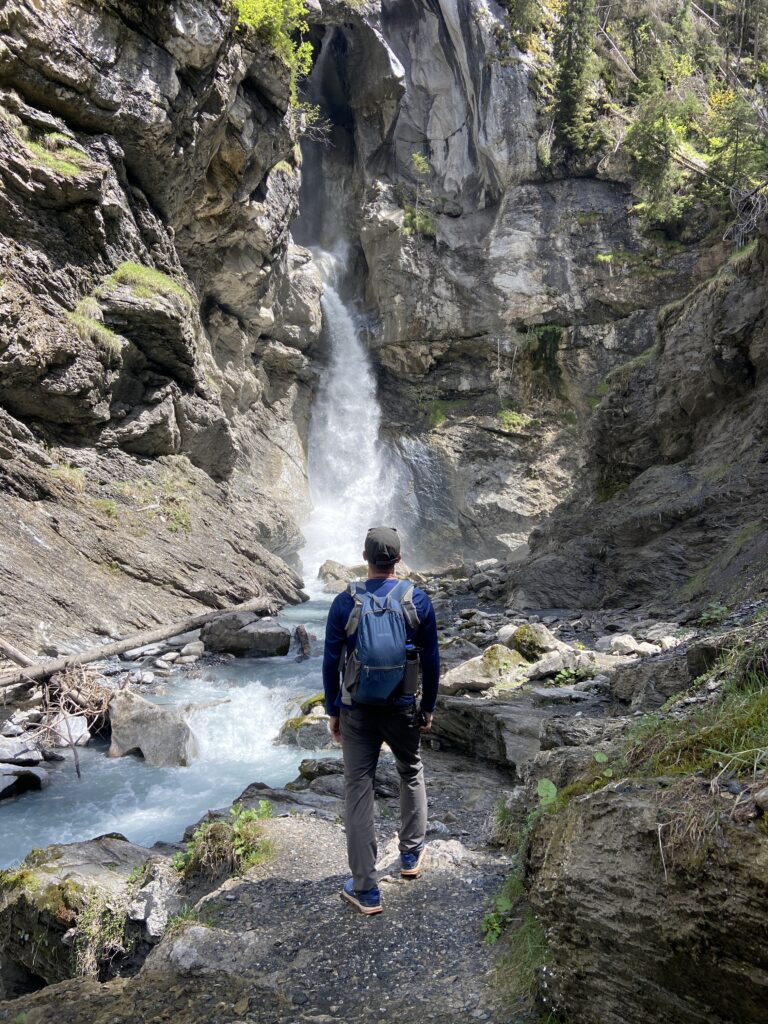 pochtenfalls switzerland waterfall with brett aplin from aplins in the alps